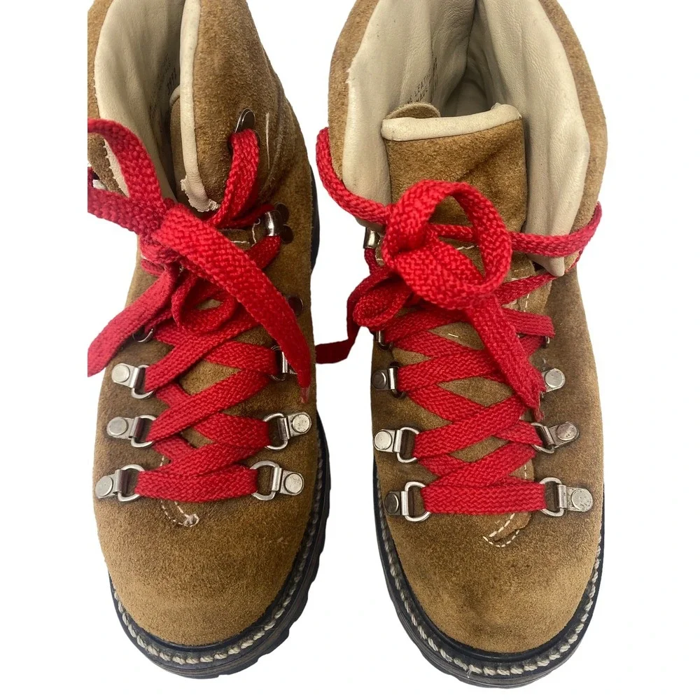 Wood-N-Stream 6  M Mountaineer Hiking Red‎  Laces Tan Suede Boots